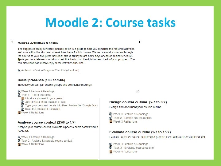 Moodle 2: Course tasks 