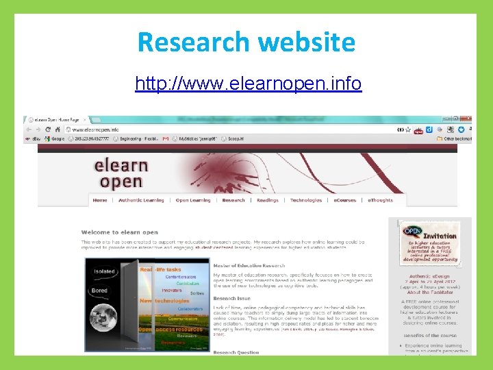 Research website http: //www. elearnopen. info 