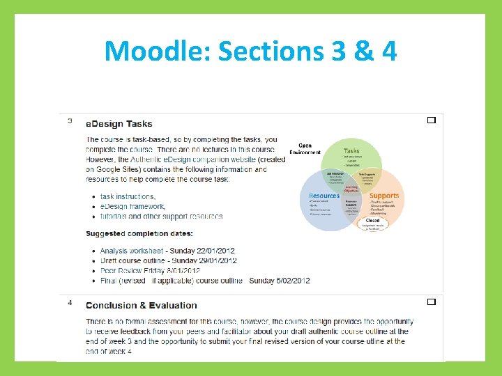 Moodle: Sections 3 & 4 