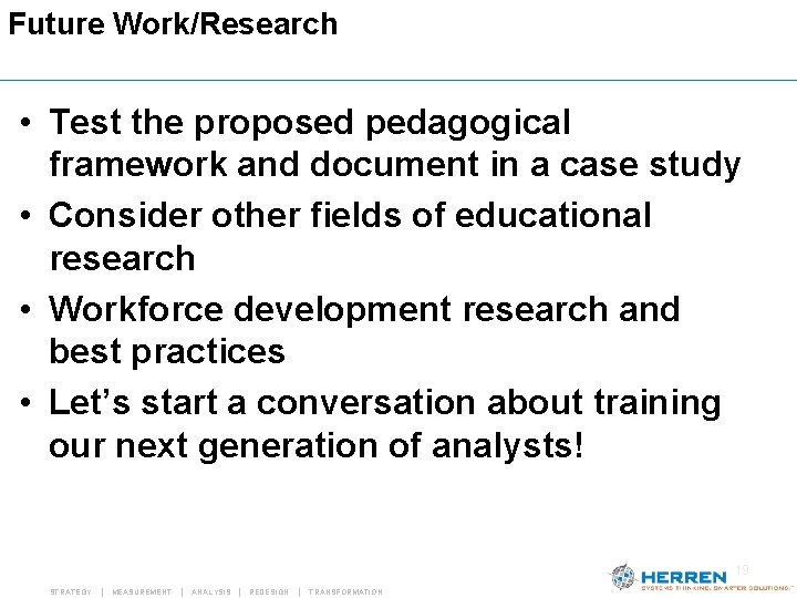 Future Work/Research • Test the proposed pedagogical framework and document in a case study Future Work/Research • Test the proposed pedagogical framework and document in a case study
