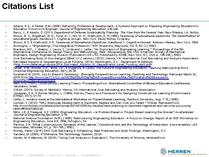 Citations List • • • • • • Adams, R. S. , & Felder, Citations List • • • • • • Adams, R. S. , & Felder,
