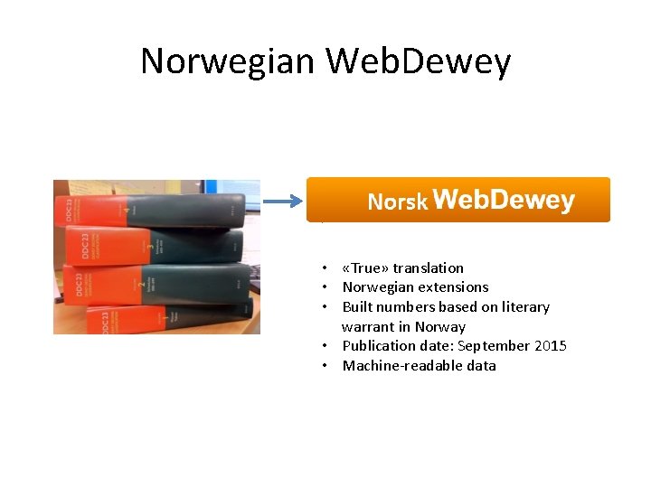 Norwegian Web. Dewey • «True» translation • Norwegian extensions • Built numbers based on