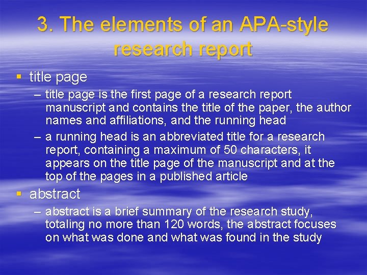 3. The elements of an APA-style research report § title page – title page