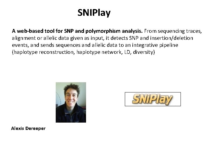 SNIPlay A web-based tool for SNP and polymorphism analysis. From sequencing traces, alignment or