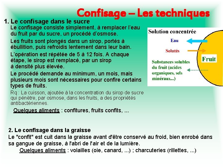 Confisage – Les techniques 1. Le confisage dans le sucre Le confisage consiste simplement, Confisage – Les techniques 1. Le confisage dans le sucre Le confisage consiste simplement,