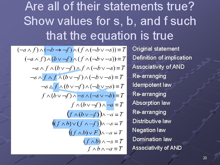 Are all of their statements true? Show values for s, b, and f such