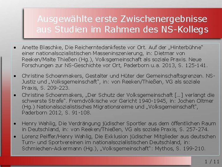 Ausgewählte erste Zwischenergebnisse aus Studien im Rahmen des NS-Kollegs • Anette Blaschke, Die Reicherntedankfeste