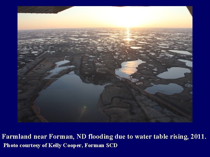 Farmland near Forman, ND flooding due to water table rising, 2011. Photo courtesy of