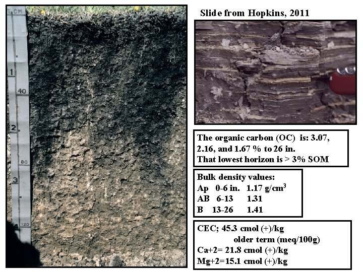 Slide from Hopkins, 2011 The organic carbon (OC) is: 3. 07, 2. 16, and