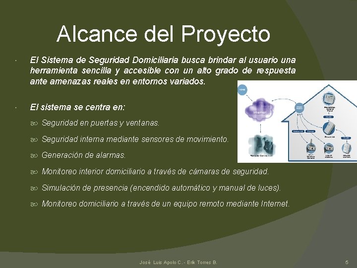 Alcance del Proyecto El Sistema de Seguridad Domiciliaria busca brindar al usuario una herramienta