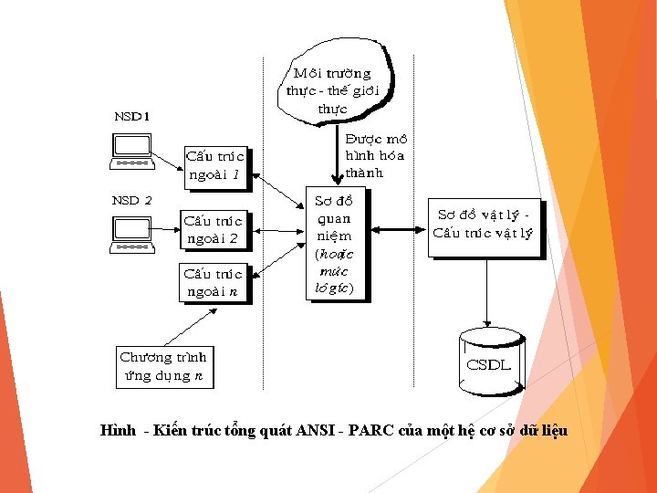 Hình - Kiến trúc tổng quát ANSI - PARC của một hệ cơ sở
