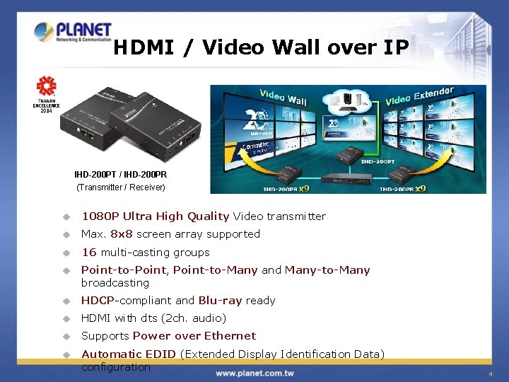 HDMI / Video Wall over IP IHD-200 PT / IHD-200 PR (Transmitter / Receiver)