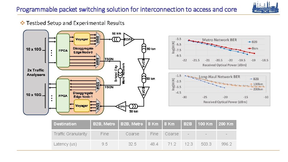 Programmable packet switching solution for interconnection to access and core v Testbed Setup and