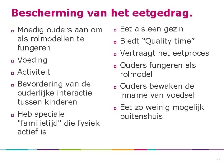 Bescherming van het eetgedrag. Moedig ouders aan om als rolmodellen te fungeren Voeding Eet