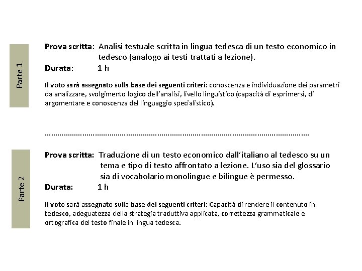 Parte 1 Prova scritta: Analisi testuale scritta in lingua tedesca di un testo economico