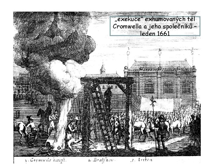 „exekuce“ exhumovaných těl Cromwella a jeho společníků – leden 1661 