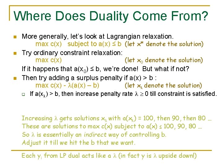 Where Does Duality Come From? n n n More generally, let’s look at Lagrangian