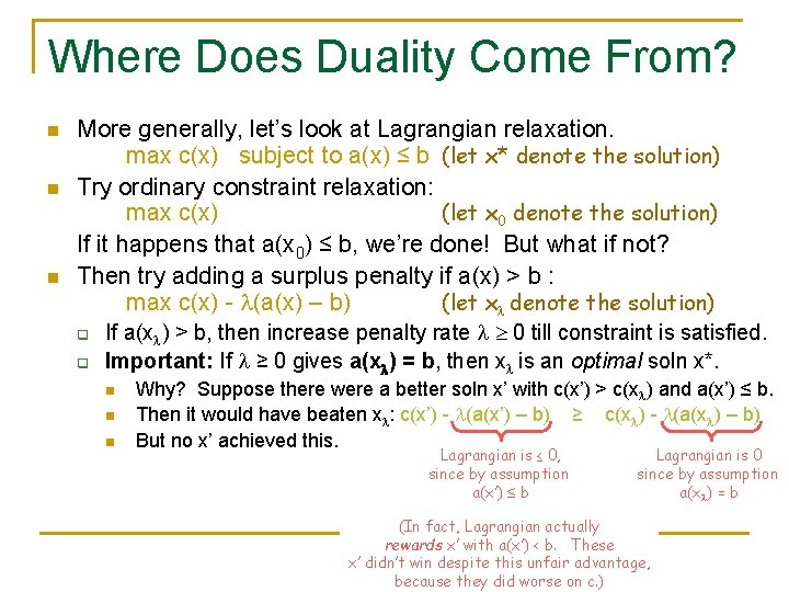 Where Does Duality Come From? n n n More generally, let’s look at Lagrangian