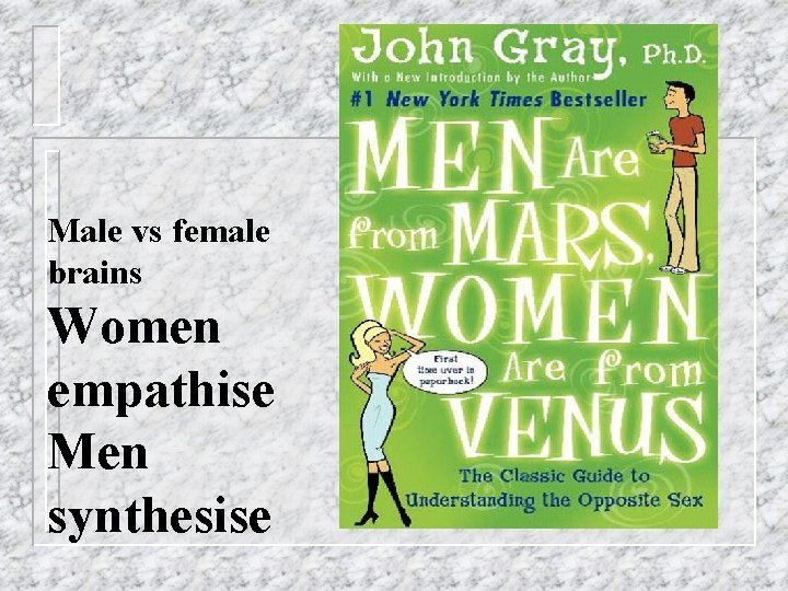 Male vs female brains Women empathise Men synthesise 