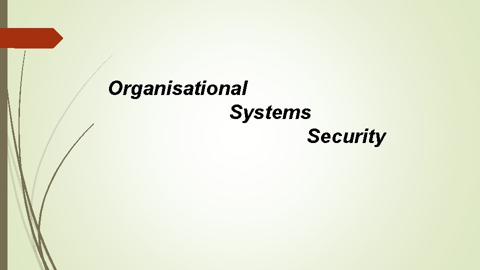 Organisational Systems Security 