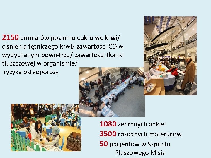 2150 pomiarów poziomu cukru we krwi/ ciśnienia tętniczego krwi/ zawartości CO w wydychanym powietrzu/