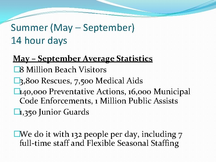 Summer (May – September) 14 hour days May – September Average Statistics � 8 Summer (May – September) 14 hour days May – September Average Statistics � 8