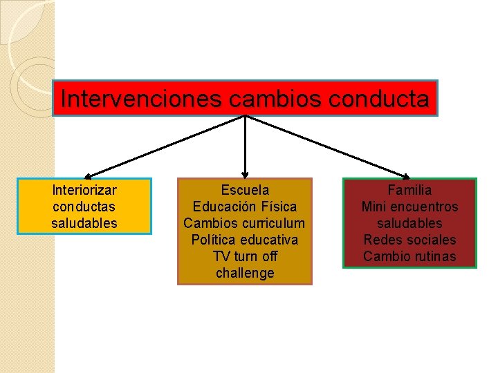 Intervenciones cambios conducta Interiorizar conductas saludables Escuela Educación Física Cambios curriculum Política educativa TV