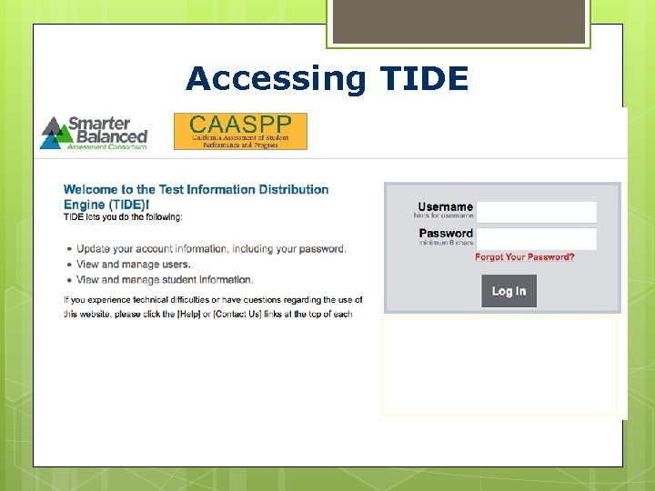 Accessing TIDE 