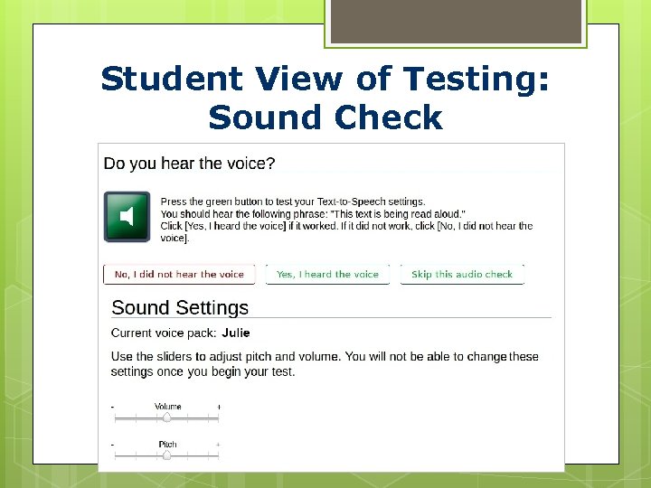 Student View of Testing: Sound Check 