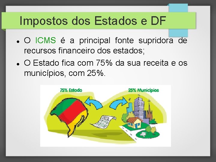 Impostos dos Estados e DF O ICMS é a principal fonte supridora de recursos
