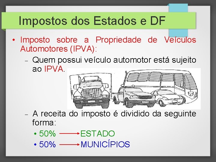 Impostos dos Estados e DF • Imposto sobre a Propriedade de Veículos Automotores (IPVA):
