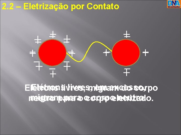 2. 2 – Eletrização por Contato Elétrons livres, em excesso, Elétrons livres, migram do 2. 2 – Eletrização por Contato Elétrons livres, em excesso, Elétrons livres, migram do