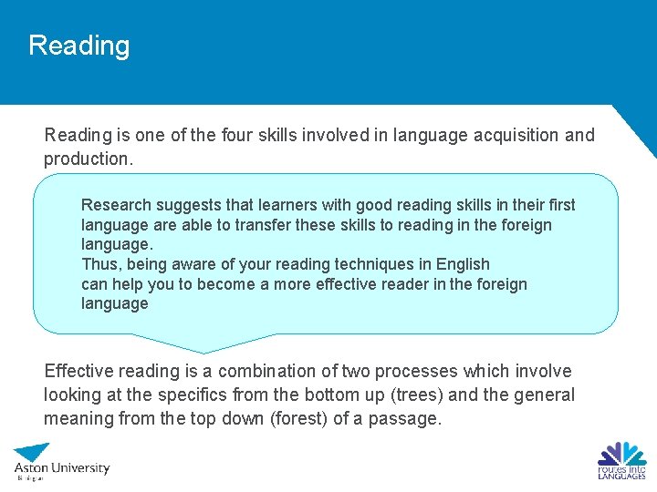 Reading is one of the four skills involved in language acquisition and production. Research