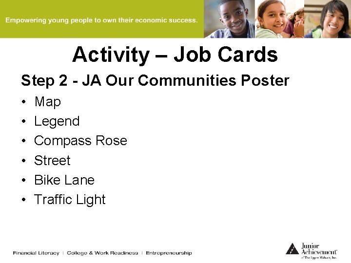 Activity – Job Cards Step 2 - JA Our Communities Poster • • •