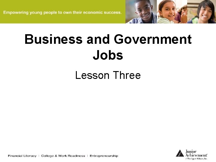 Business and Government Jobs Lesson Three 