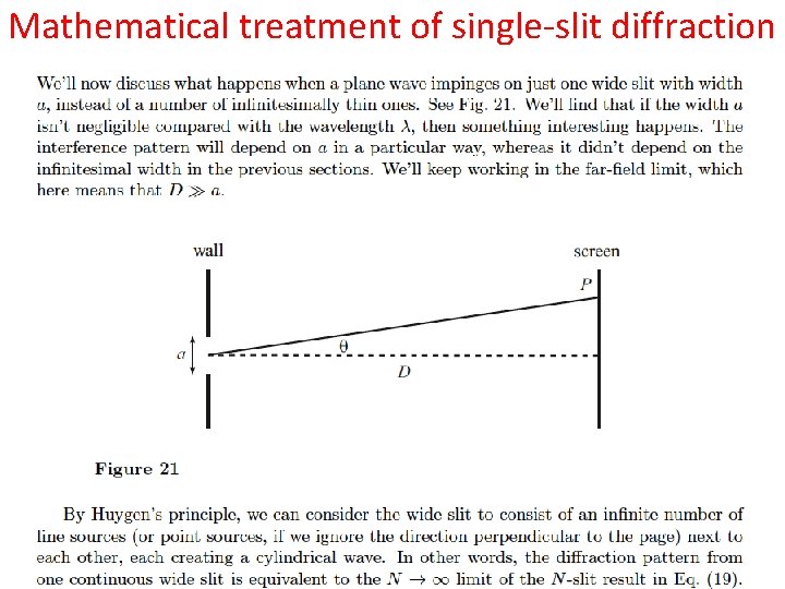 Mathematical treatment of single-slit diffraction 