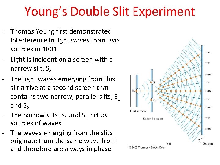 Young’s Double Slit Experiment • • • Thomas Young first demonstrated interference in light