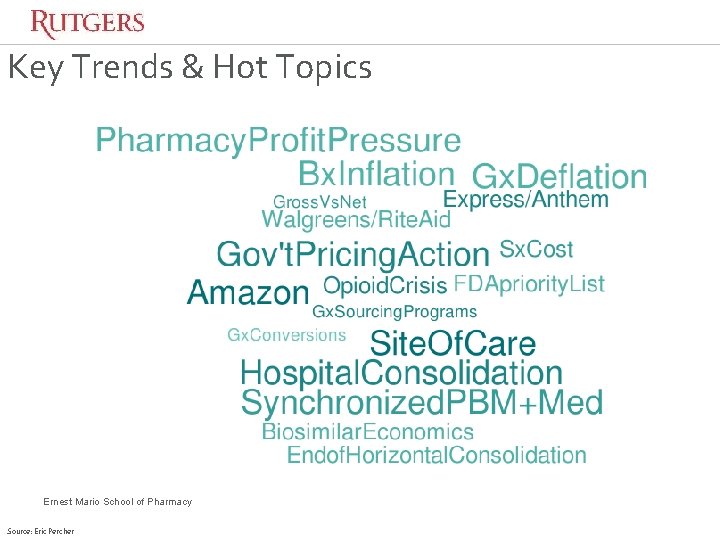 Key Trends & Hot Topics Ernest Mario School of Pharmacy Source: Eric Percher Key Trends & Hot Topics Ernest Mario School of Pharmacy Source: Eric Percher