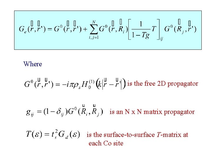 Where is the free 2 D propagator is an N x N matrix propagator