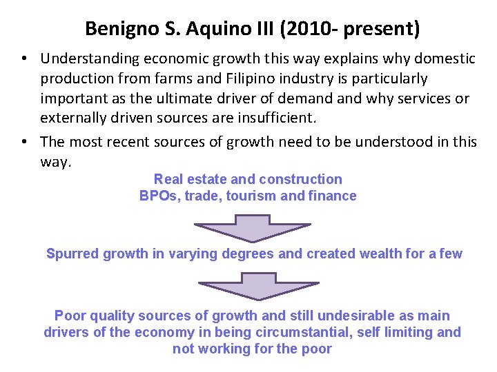 Benigno S. Aquino III (2010 - present) • Understanding economic growth this way explains