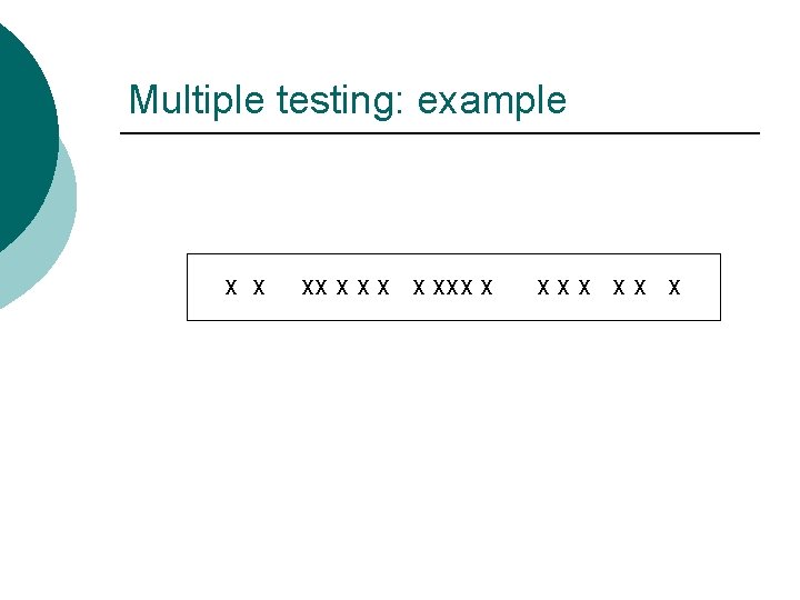 Multiple testing: example X X XXX XX X 