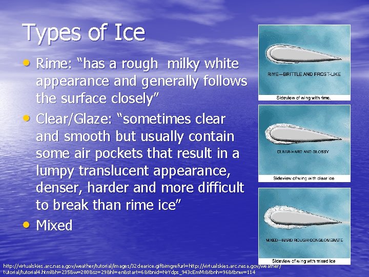 Types of Ice • Rime: “has a rough milky white • • appearance and