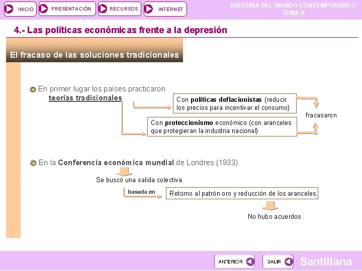 INICIO PRESENTACIÓN RECURSOS INTERNET HISTORIA DEL MUNDO CONTEMPORÁNEO TEMA 9 4. - Las políticas