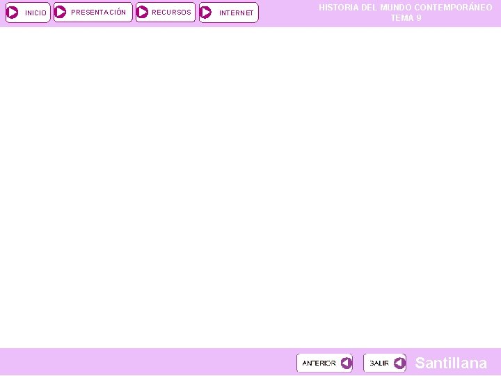 INICIO PRESENTACIÓN RECURSOS INTERNET HISTORIA DEL MUNDO CONTEMPORÁNEO TEMA 9 Santillana 