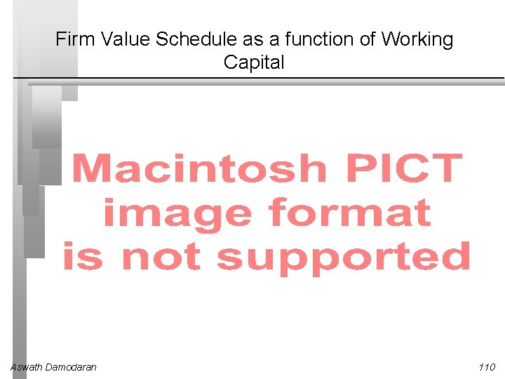 Firm Value Schedule as a function of Working Capital Aswath Damodaran 110 