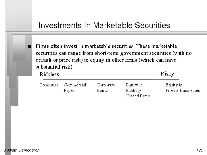 Investments In Marketable Securities Firms often invest in marketable securities. These marketable securities can