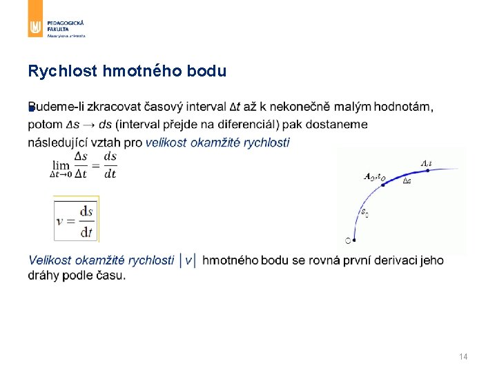 Rychlost hmotného bodu § 14 Rychlost hmotného bodu § 14