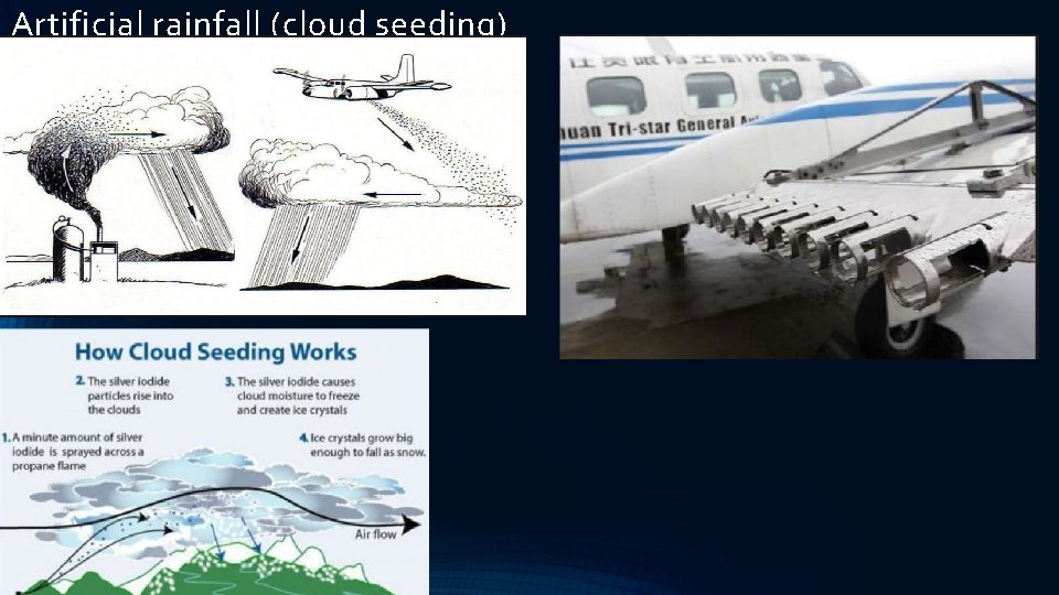 Artificial rainfall (cloud seeding) 