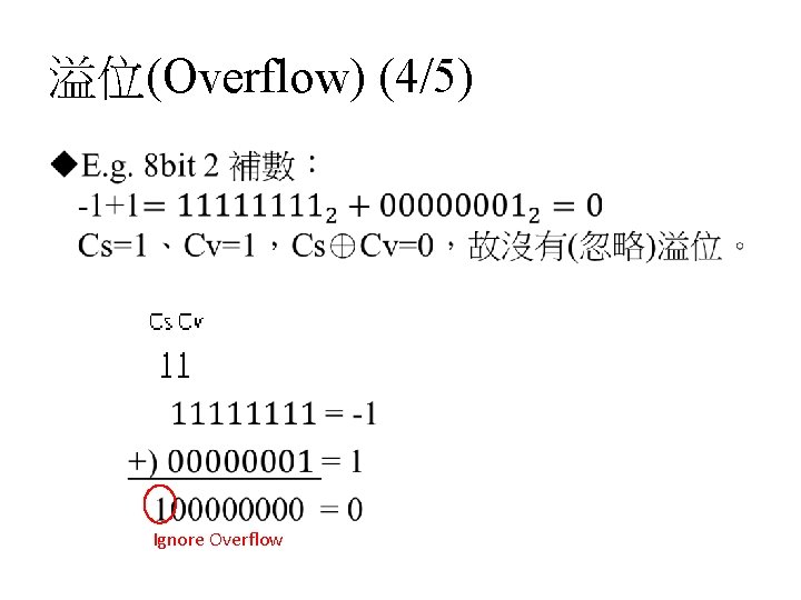 溢位(Overflow) (4/5) • Ignore Overflow 