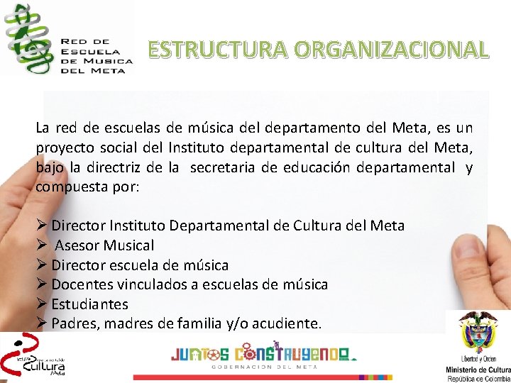 ESTRUCTURA ORGANIZACIONAL La red de escuelas de música del departamento del Meta, es un ESTRUCTURA ORGANIZACIONAL La red de escuelas de música del departamento del Meta, es un